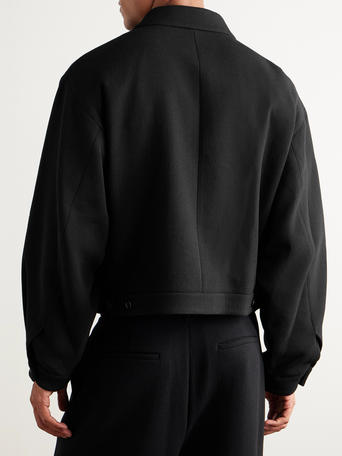 Amomento Cropped Wool-blend Jacket In Black