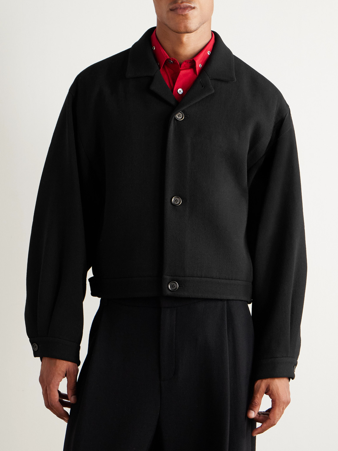 Amomento Cropped Wool-blend Jacket In Black