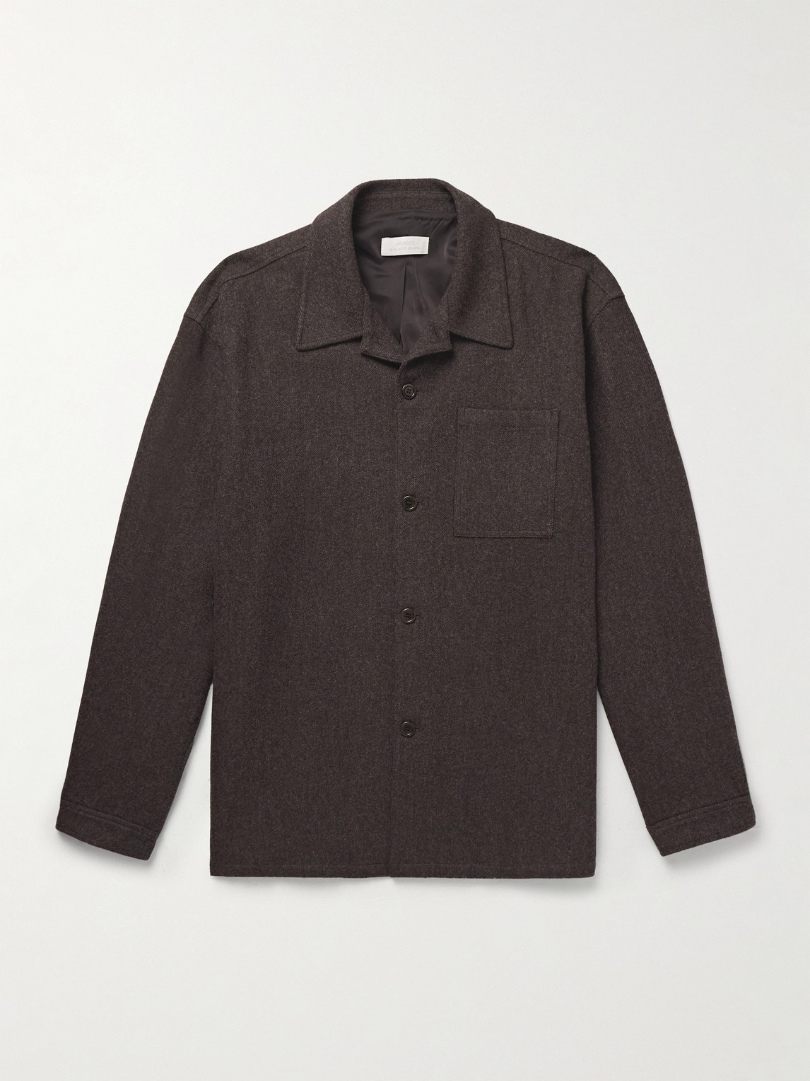 Amomento Camp-collar Wool-flannel Shirt In Brown