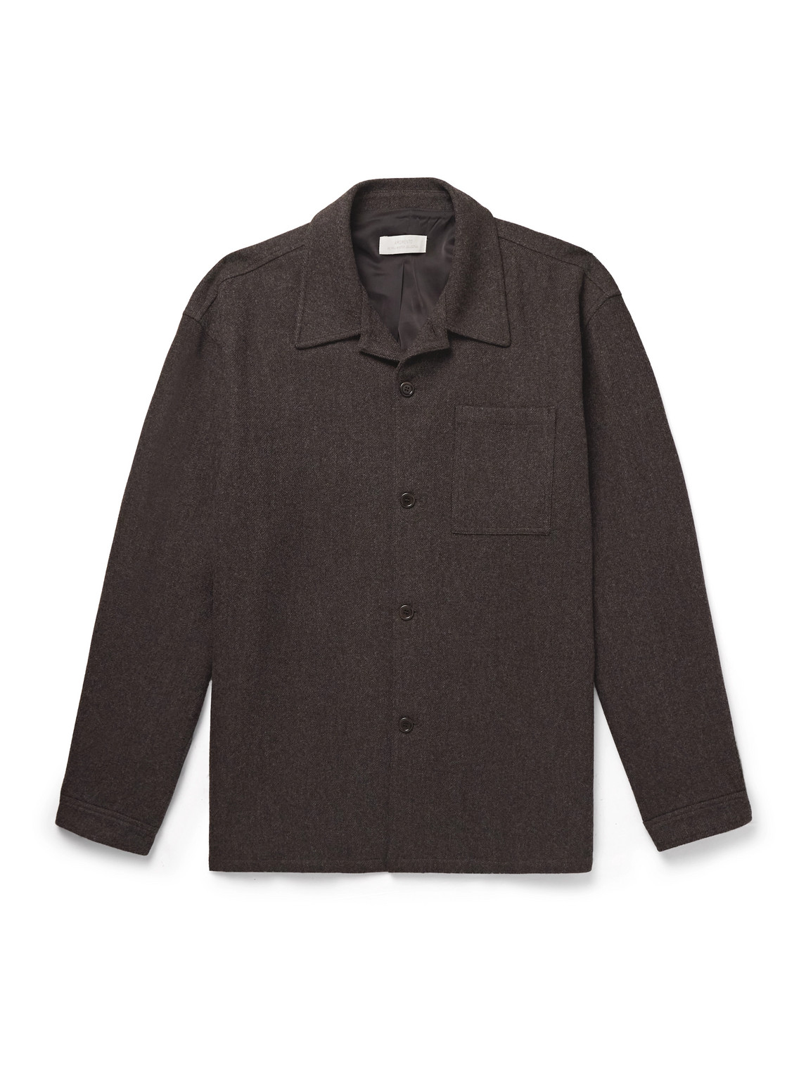 Amomento Camp-collar Wool-flannel Shirt In Brown