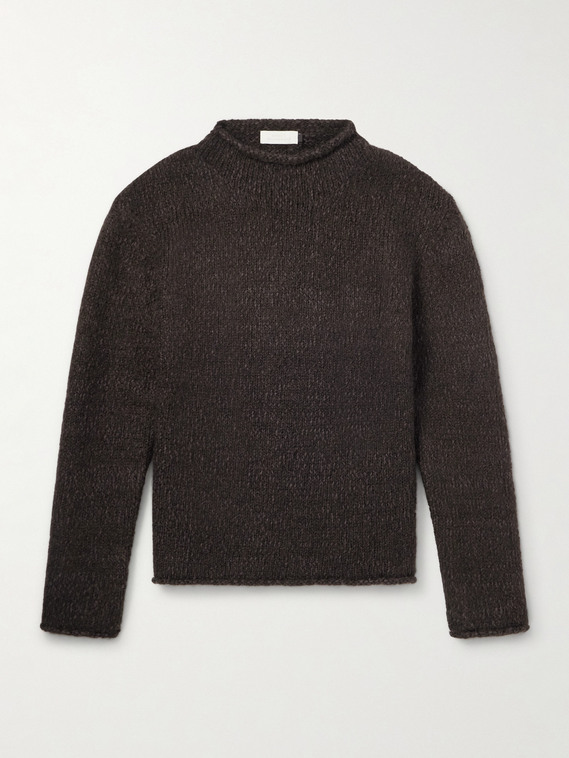 Amomento Cotton-blend Mock-neck Sweater In Brown