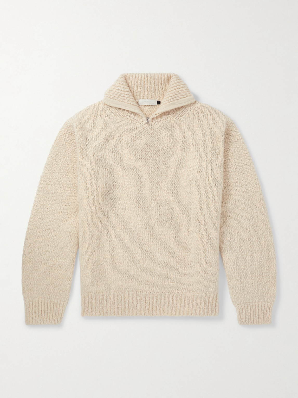 Amomento Cotton-blend Half-zip Sweater In Neutral