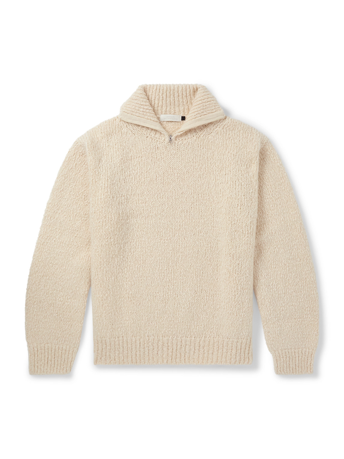 Amomento Cotton-blend Half-zip Sweater In Neutral