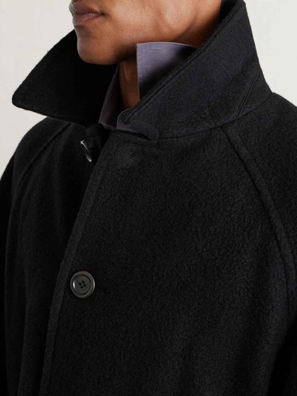 Amomento Belted Wool-blend Coat In Black