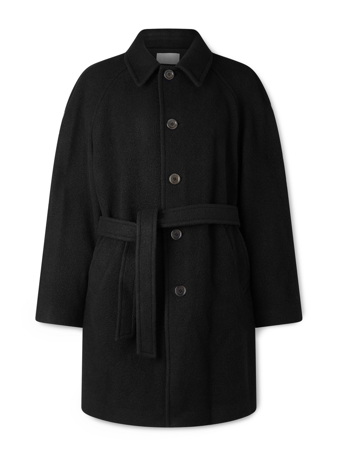 Amomento Belted Wool-blend Coat In Black