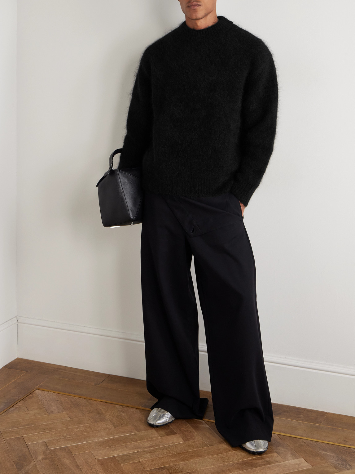 Amomento Brushed-knit Mock-neck Sweater In Black