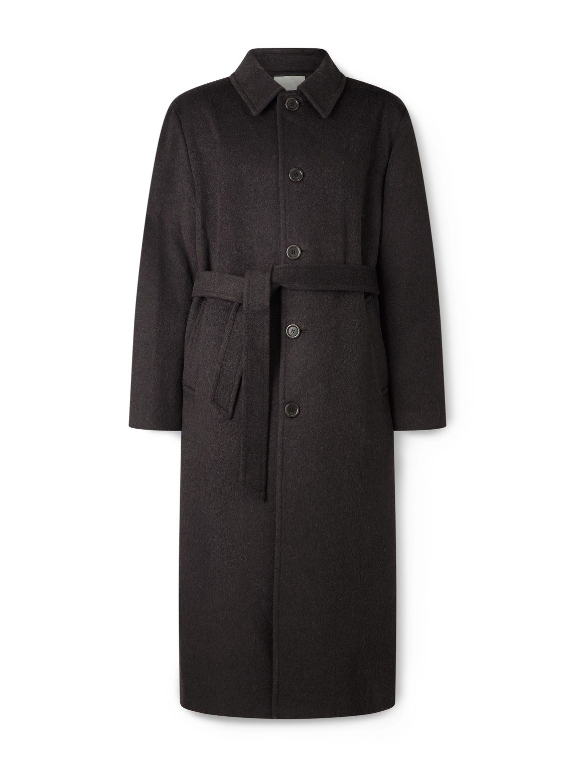 Amomento Belted Wool-blend Coat In Black