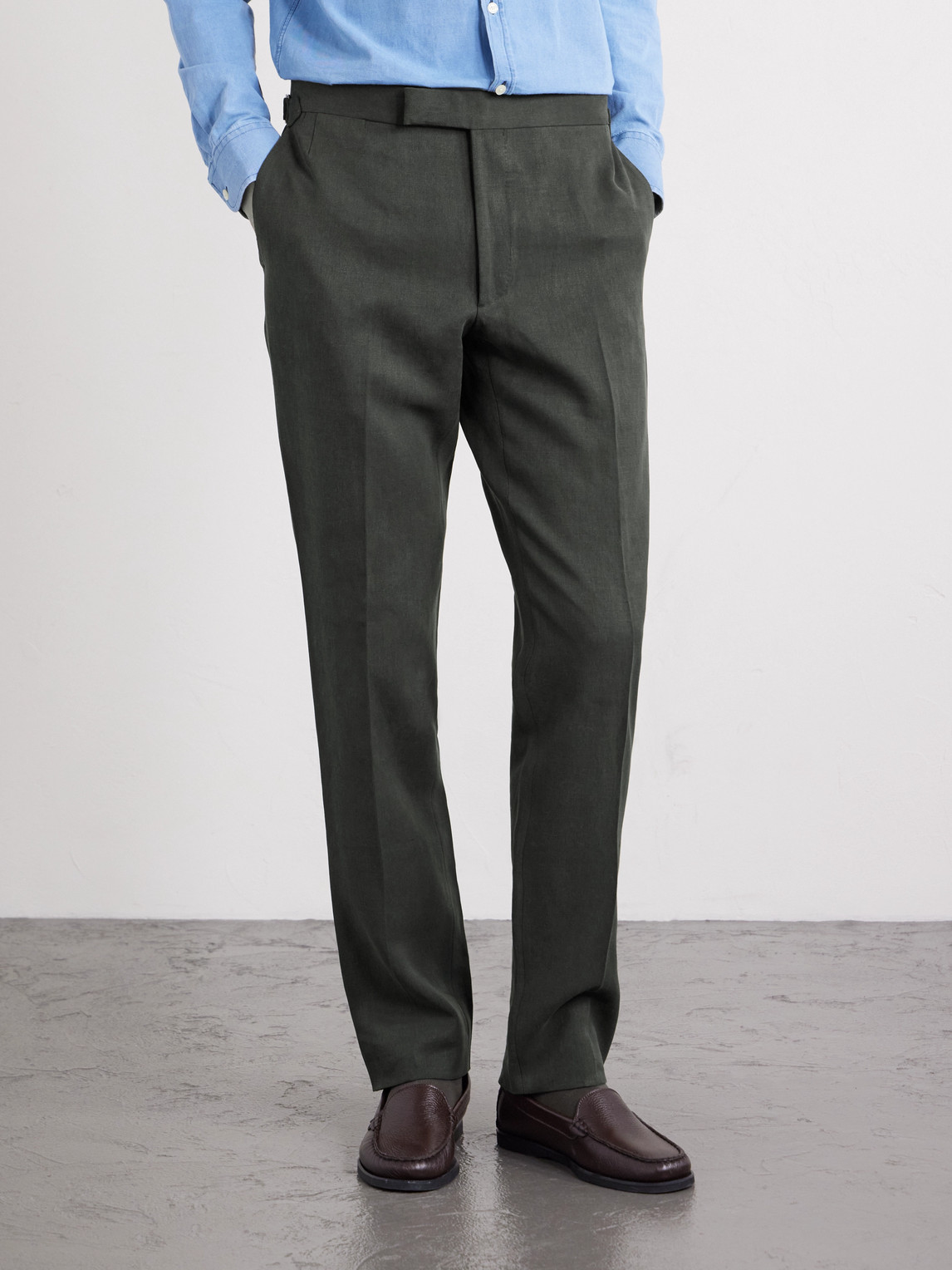 Thom Sweeney Double-breasted Linen Suit In Gray