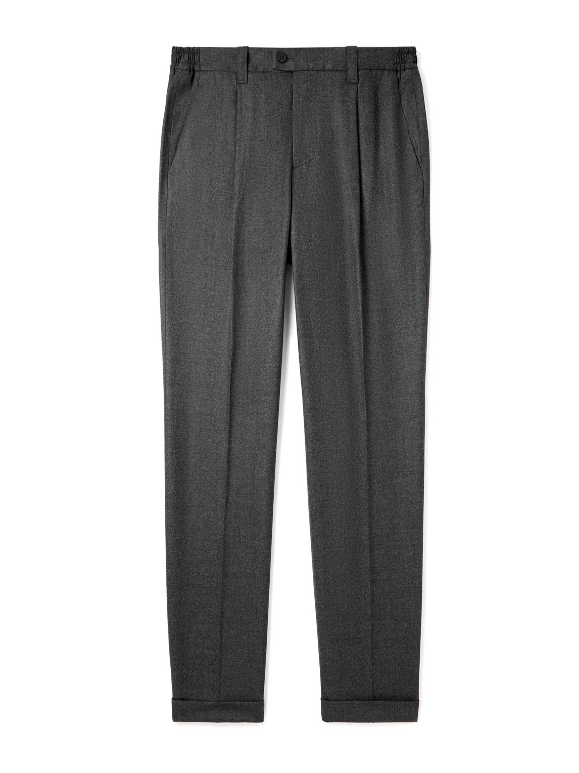 Thom Sweeney Straight-leg Pleated Wool-blend Flannel Trousers In Gray