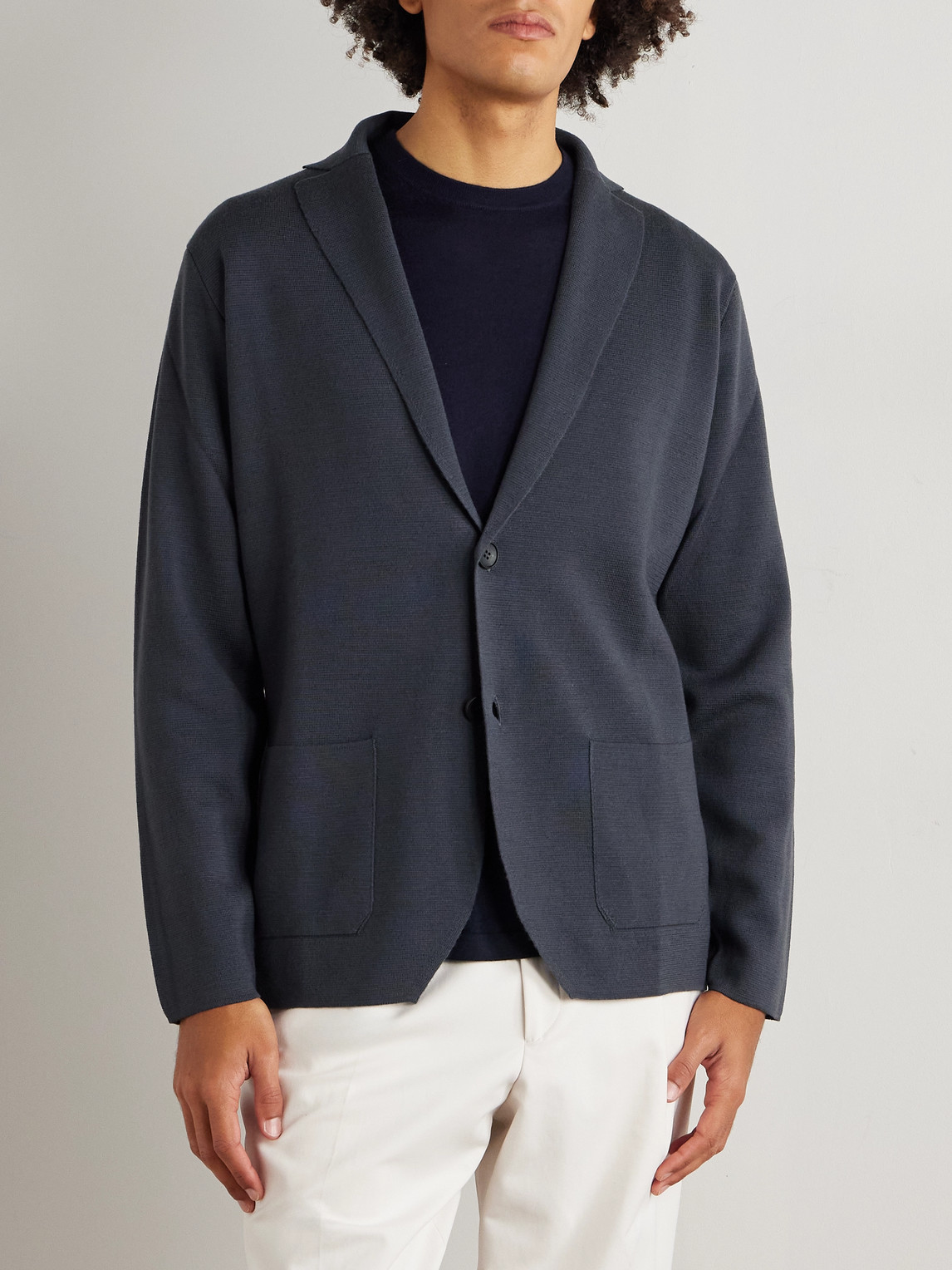 Thom Sweeney Merino Wool Blazer In Gray