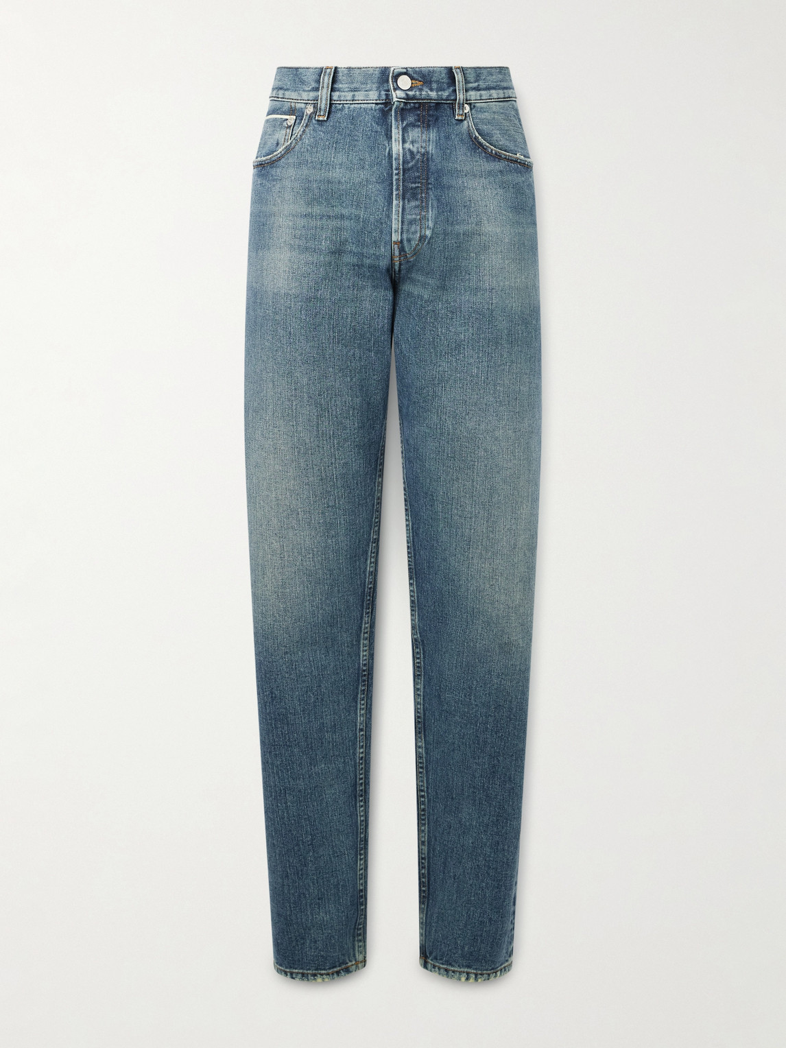 Thom Sweeney Straight-leg Distressed Jeans In Blue