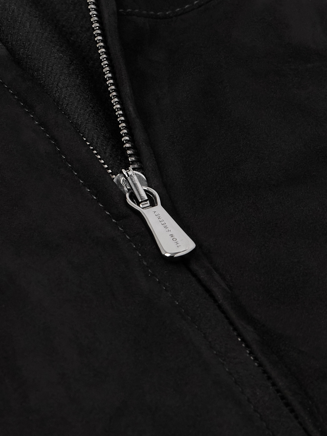 Thom Sweeney Suede Bomber Jacket In Black