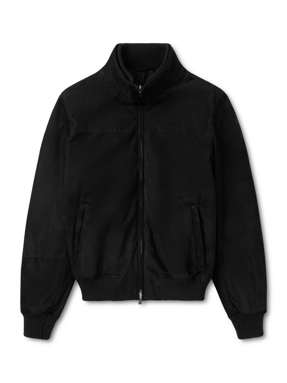 Thom Sweeney Suede Bomber Jacket In Black