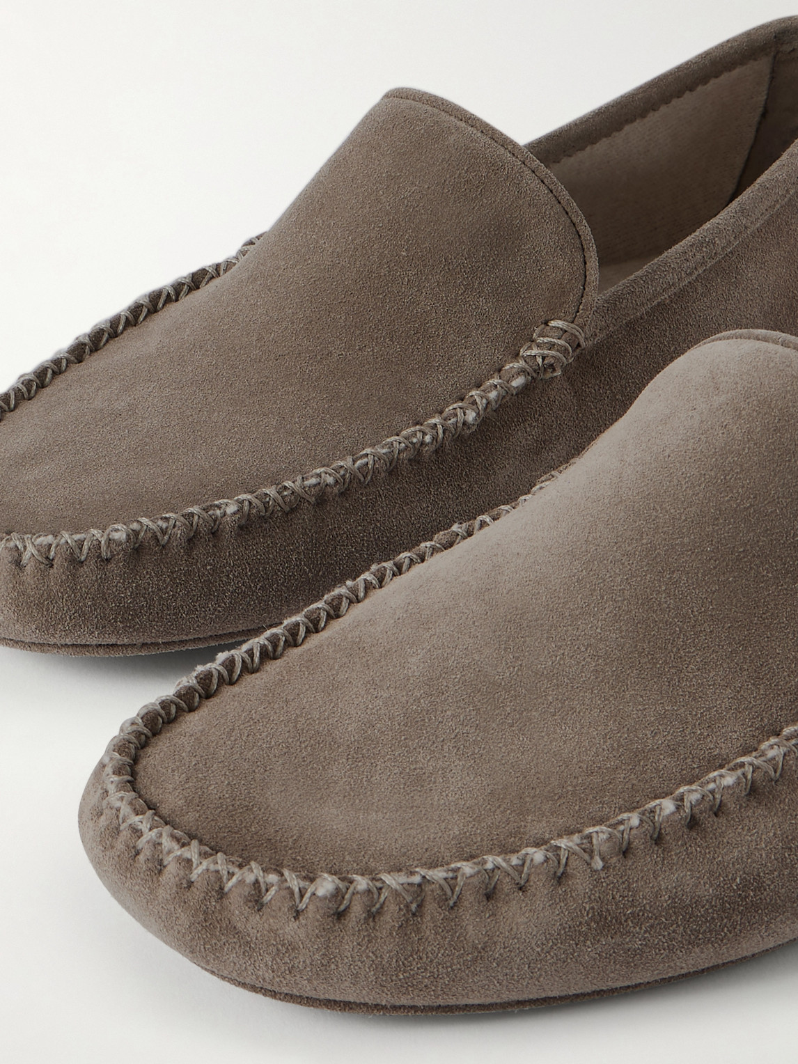 Thom Sweeney Cashmere-lined Suede Slippers In Animal Print