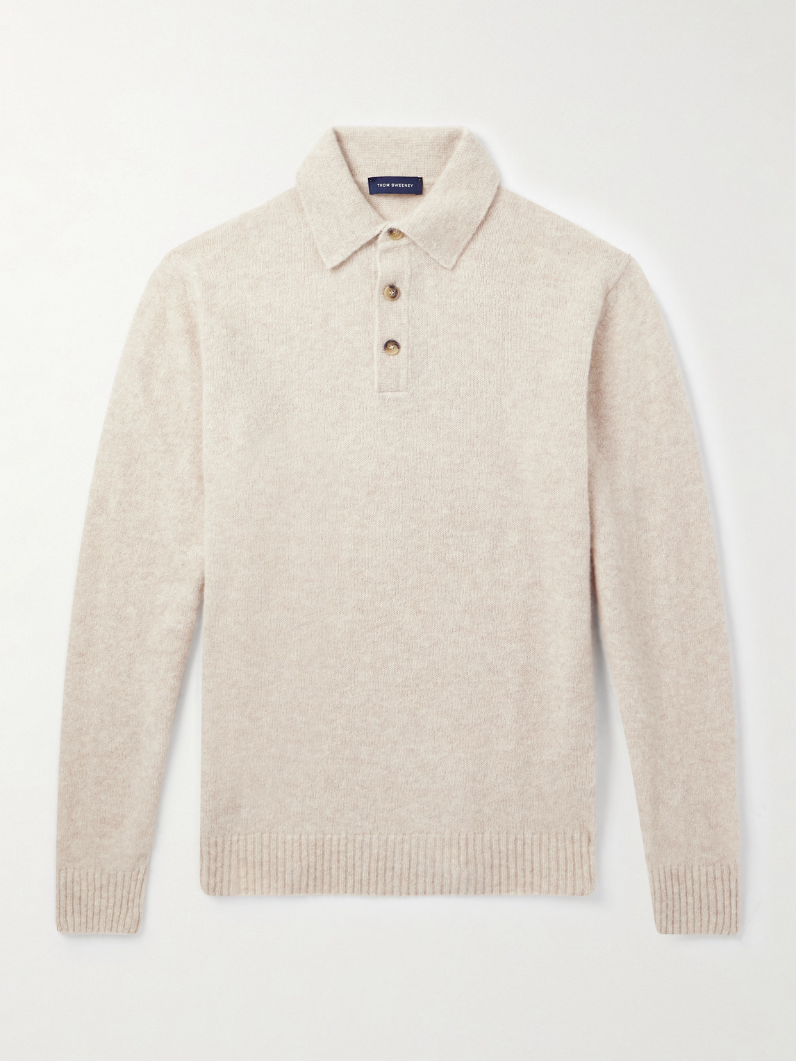 Thom Sweeney Brushed Cashmere-blend Polo Shirt In White