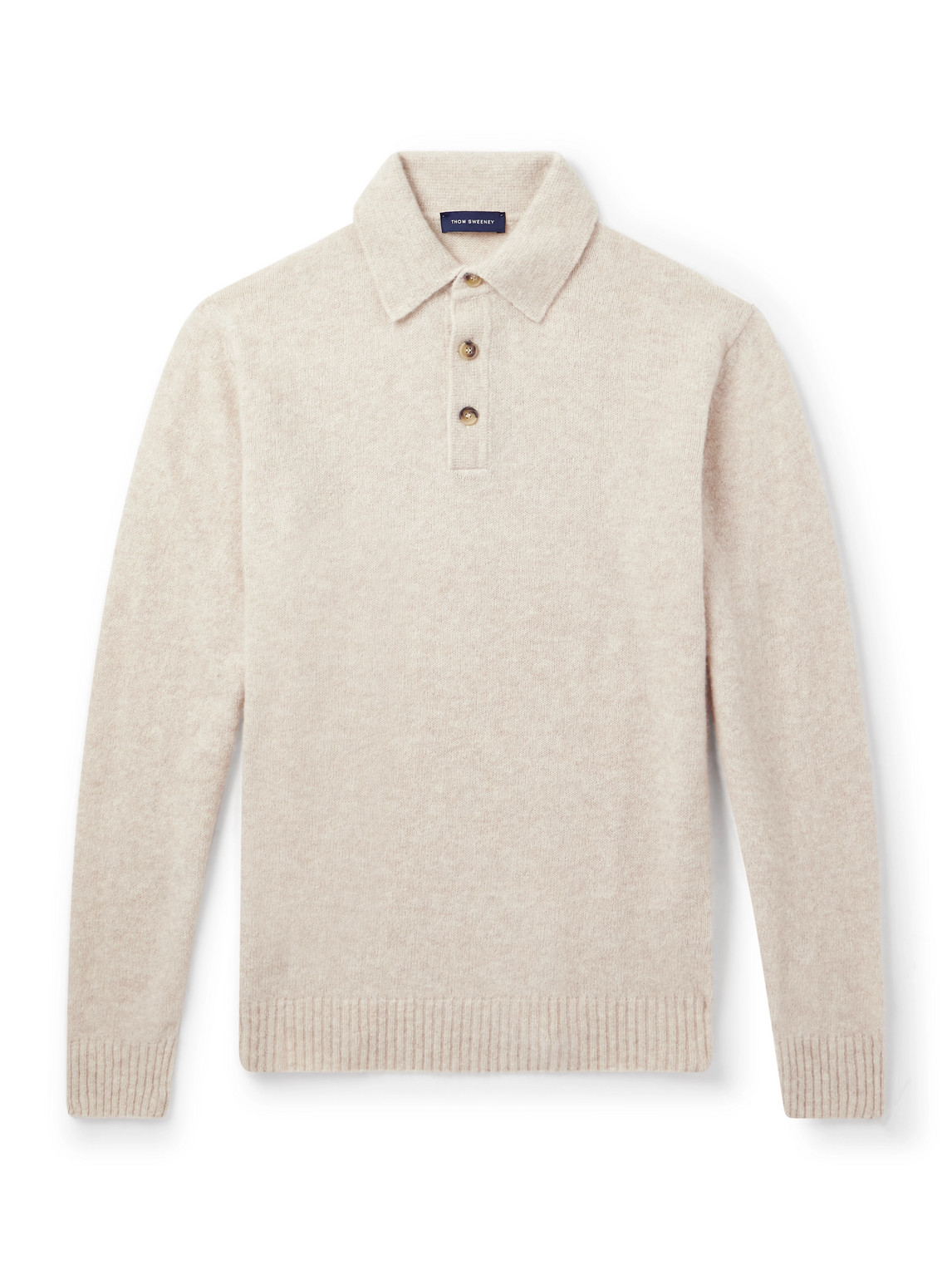 Thom Sweeney Brushed Cashmere-blend Polo Shirt In White