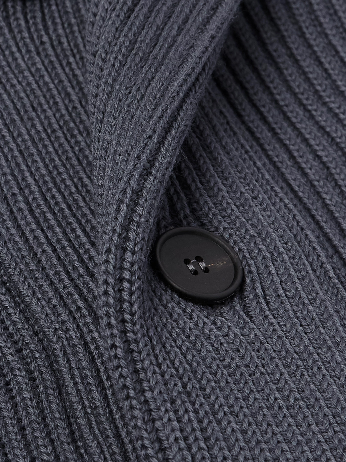 Thom Sweeney Shawl-collar Ribbed Wool Cardigan In Blue