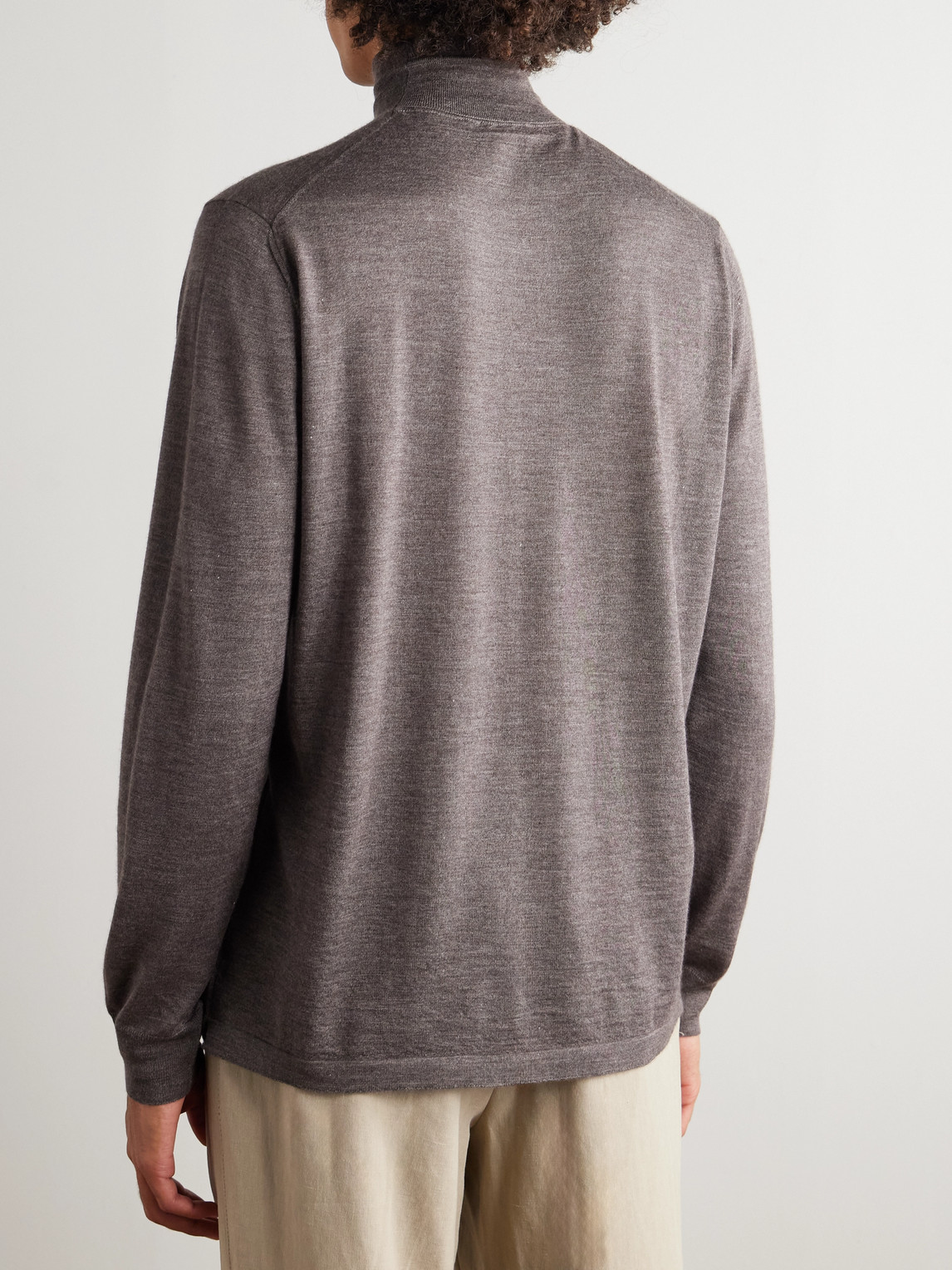 Thom Sweeney Cashmere And Silk-blend Rollneck Sweater In Brown