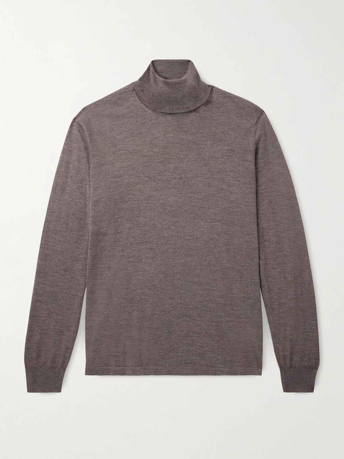 Thom Sweeney Cashmere And Silk-blend Rollneck Sweater In Brown