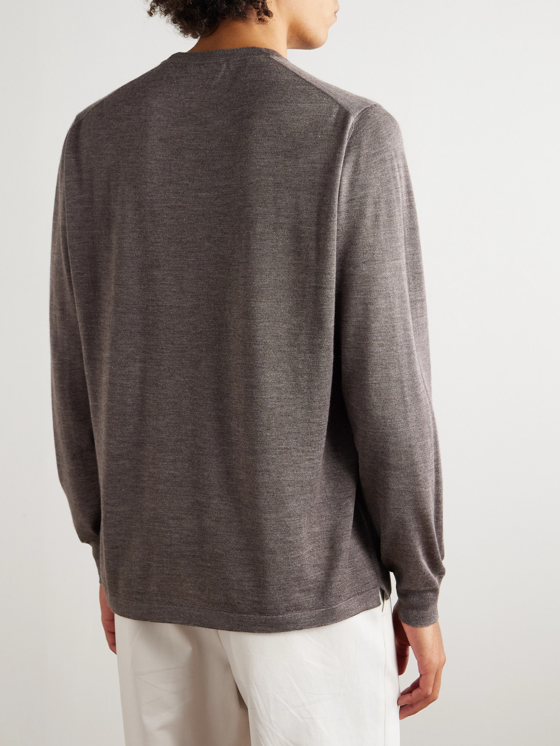 Thom Sweeney Cashmere And Silk-blend Sweater In Brown