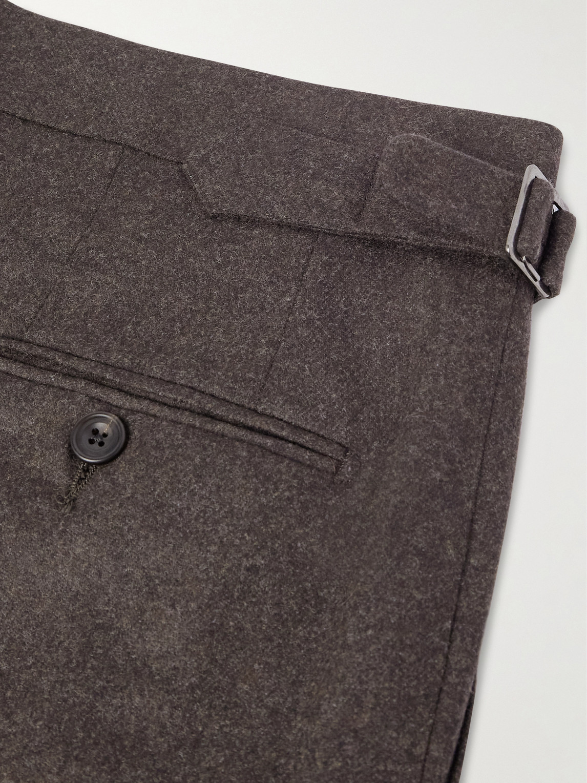 Thom Sweeney Slim-fit Tapered Wool Trousers In Brown