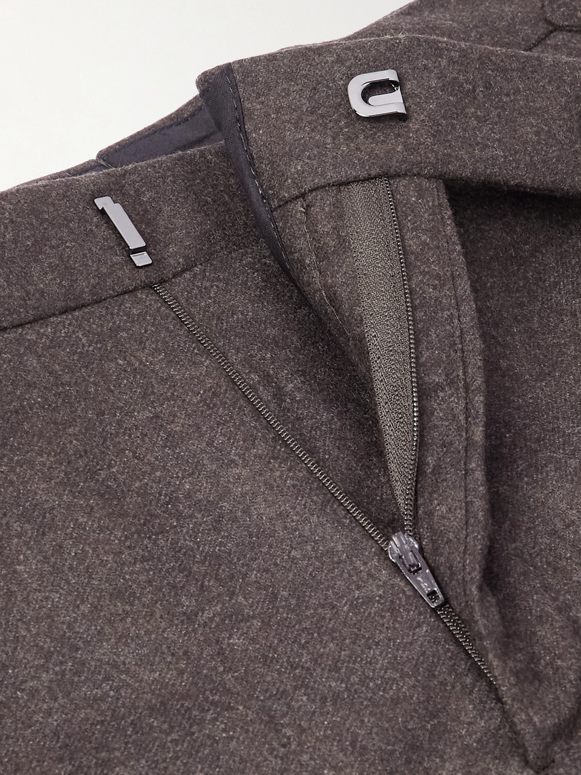 Thom Sweeney Slim-fit Tapered Wool Trousers In Brown