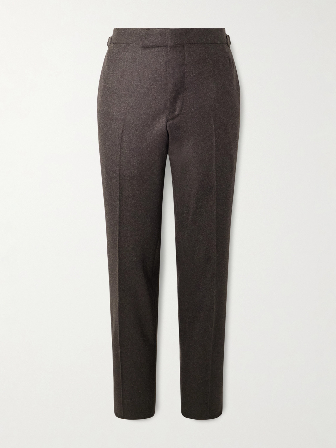 Thom Sweeney Slim-fit Tapered Wool Trousers In Brown