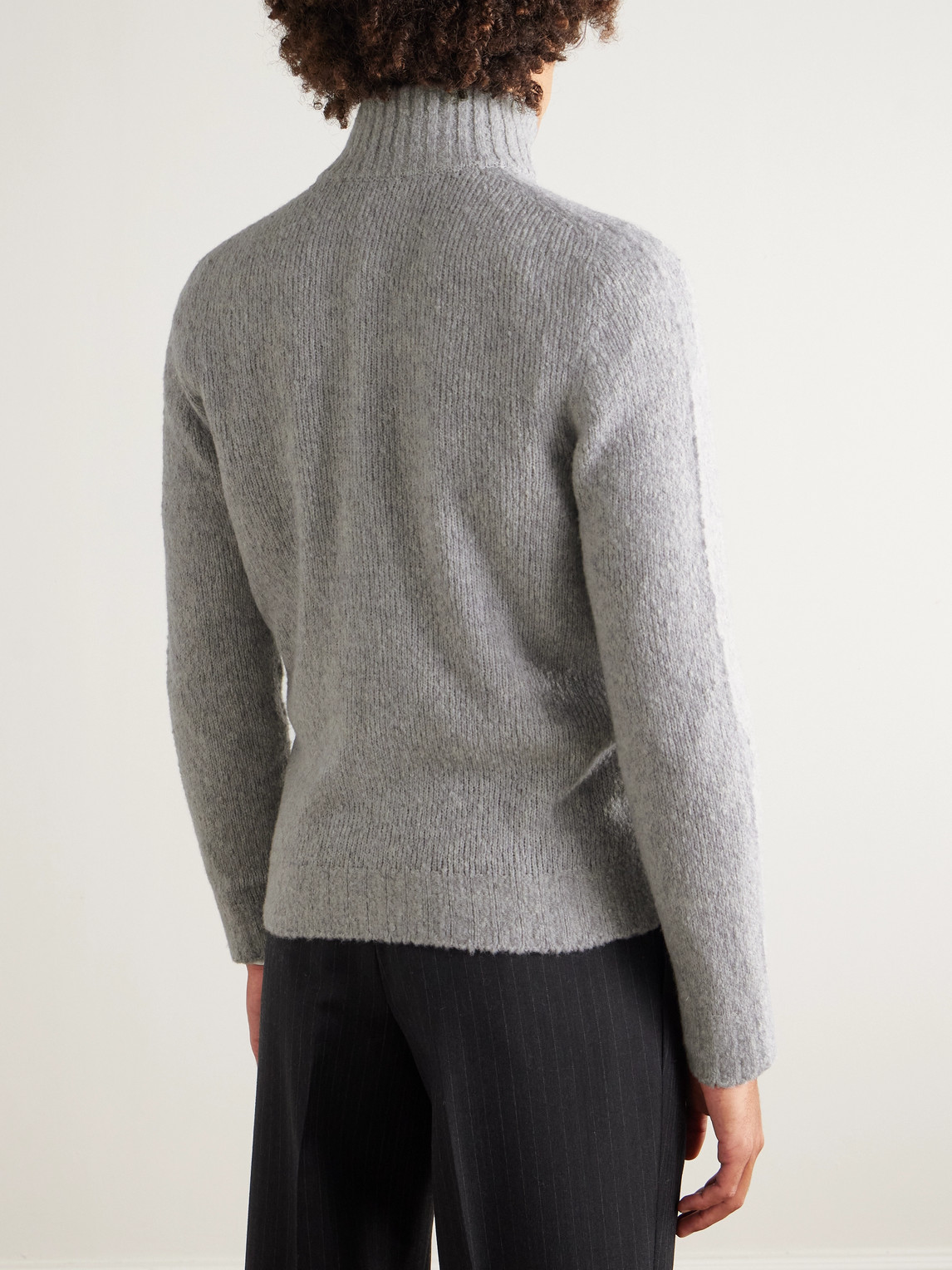 Thom Sweeney Slim-fit Merino Wool-blend Zip-up Cardigan In Gray