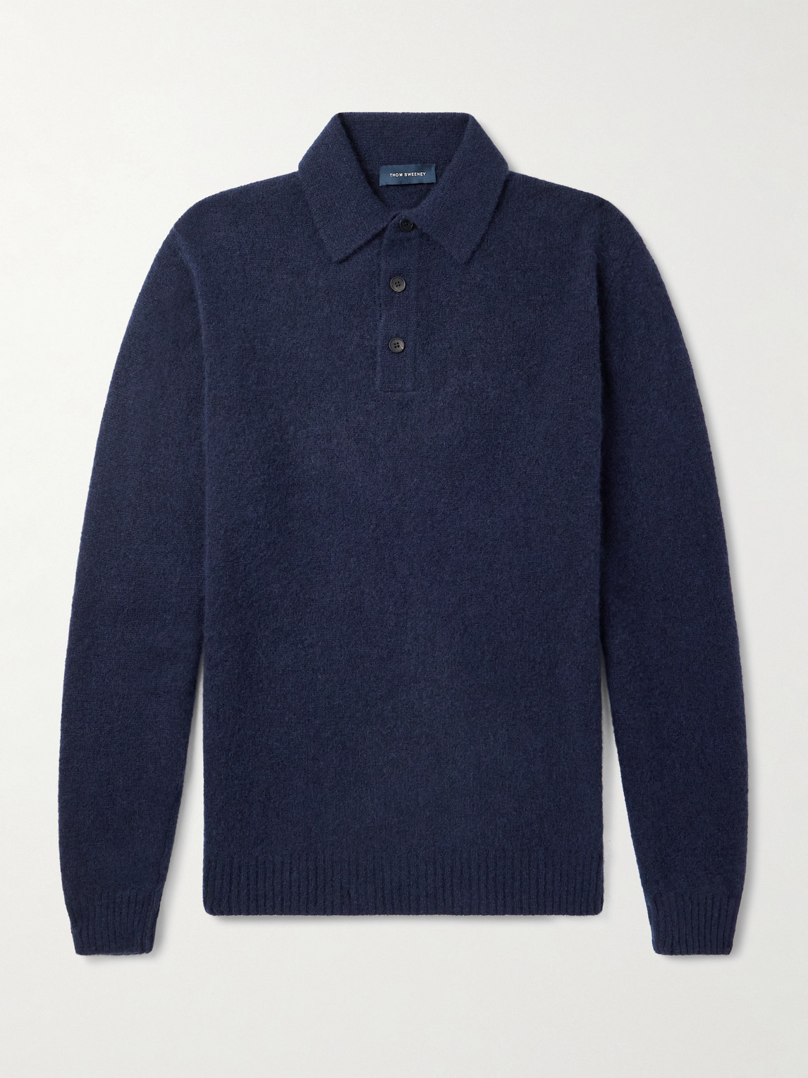 Thom Sweeney Brushed Cashmere-blend Polo Shirt In Blue