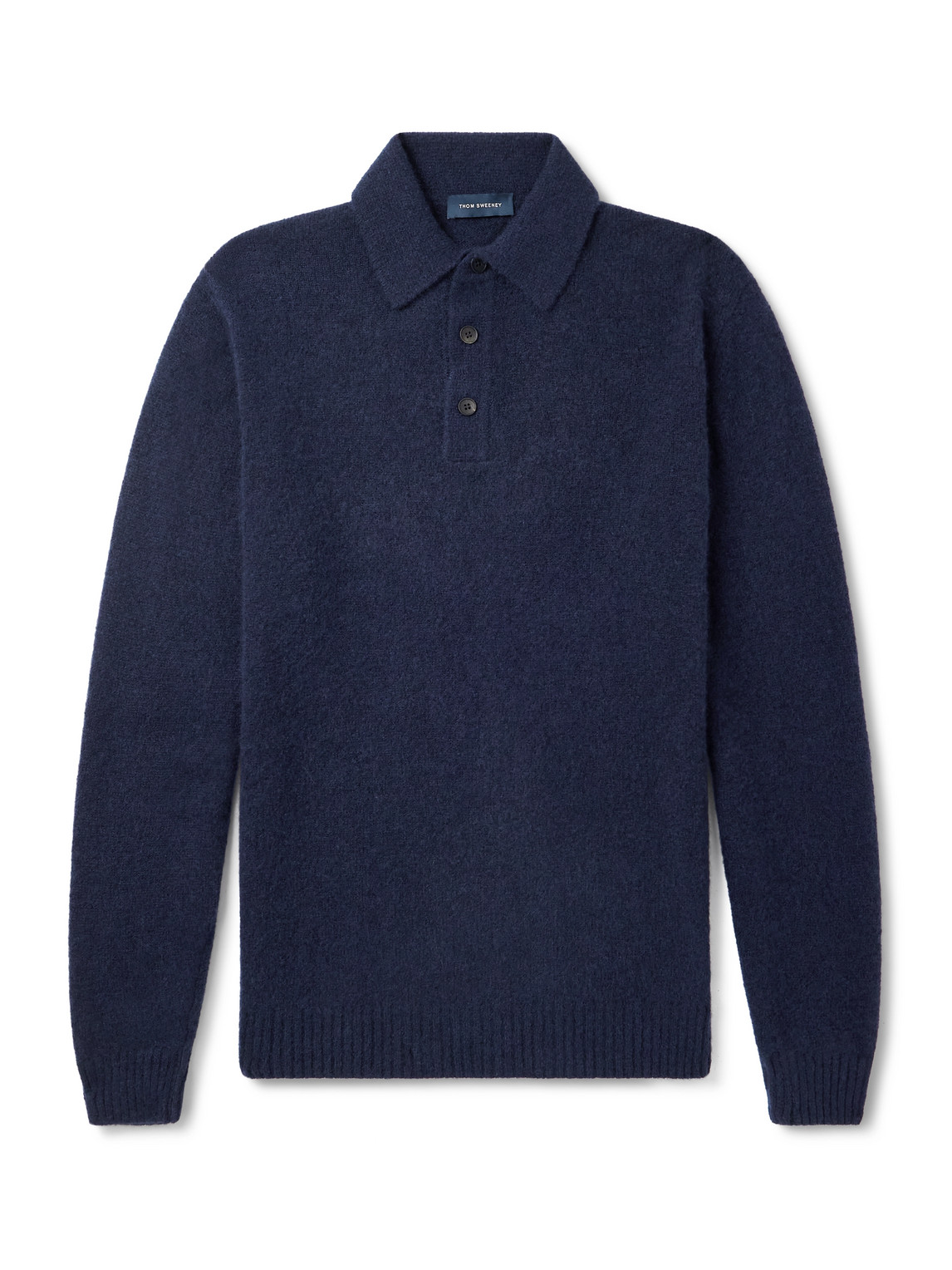 Thom Sweeney Brushed Cashmere-blend Polo Shirt In Blue