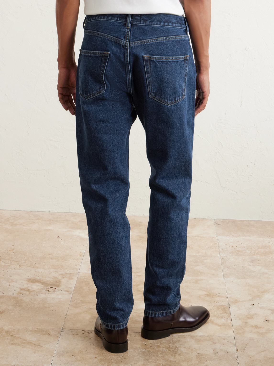 Thom Sweeney Straight-leg Distressed Jeans In Blue