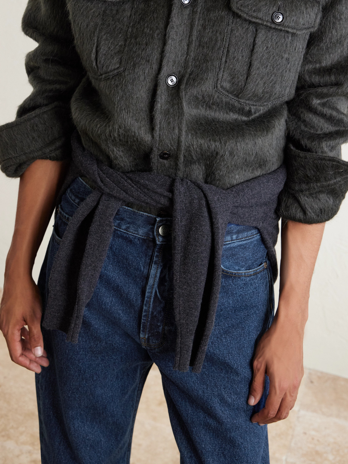 Thom Sweeney Straight-leg Distressed Jeans In Blue