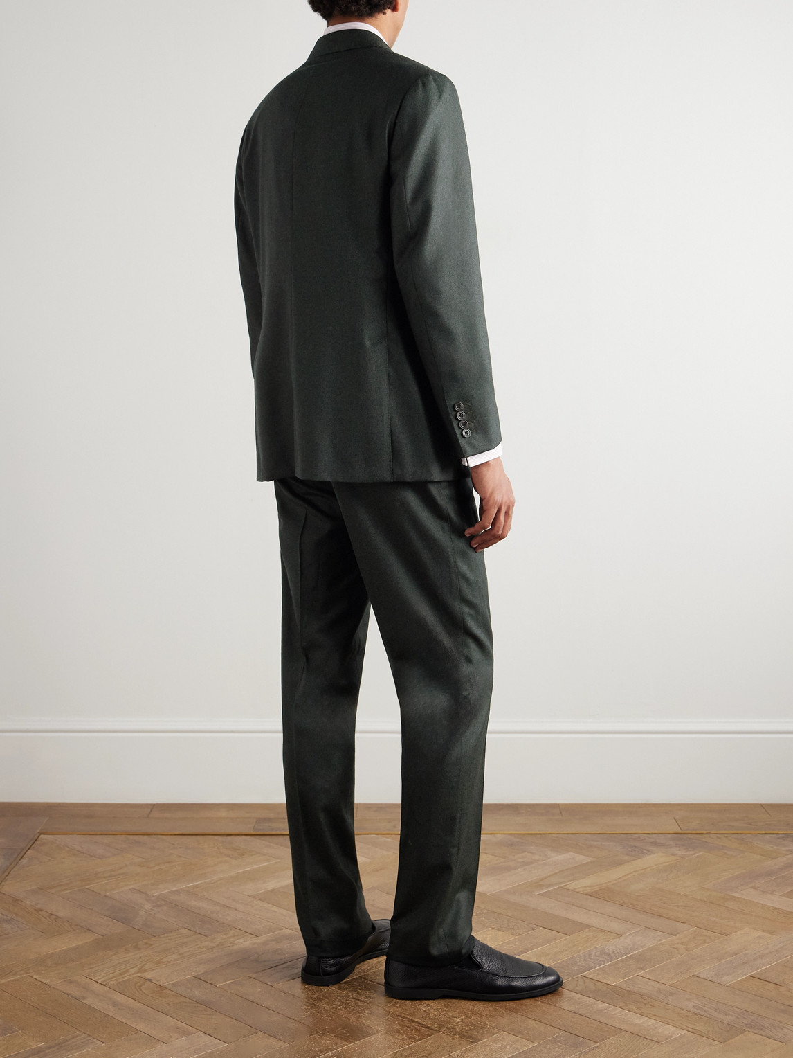 Thom Sweeney Double-breasted Wool Suit In Green