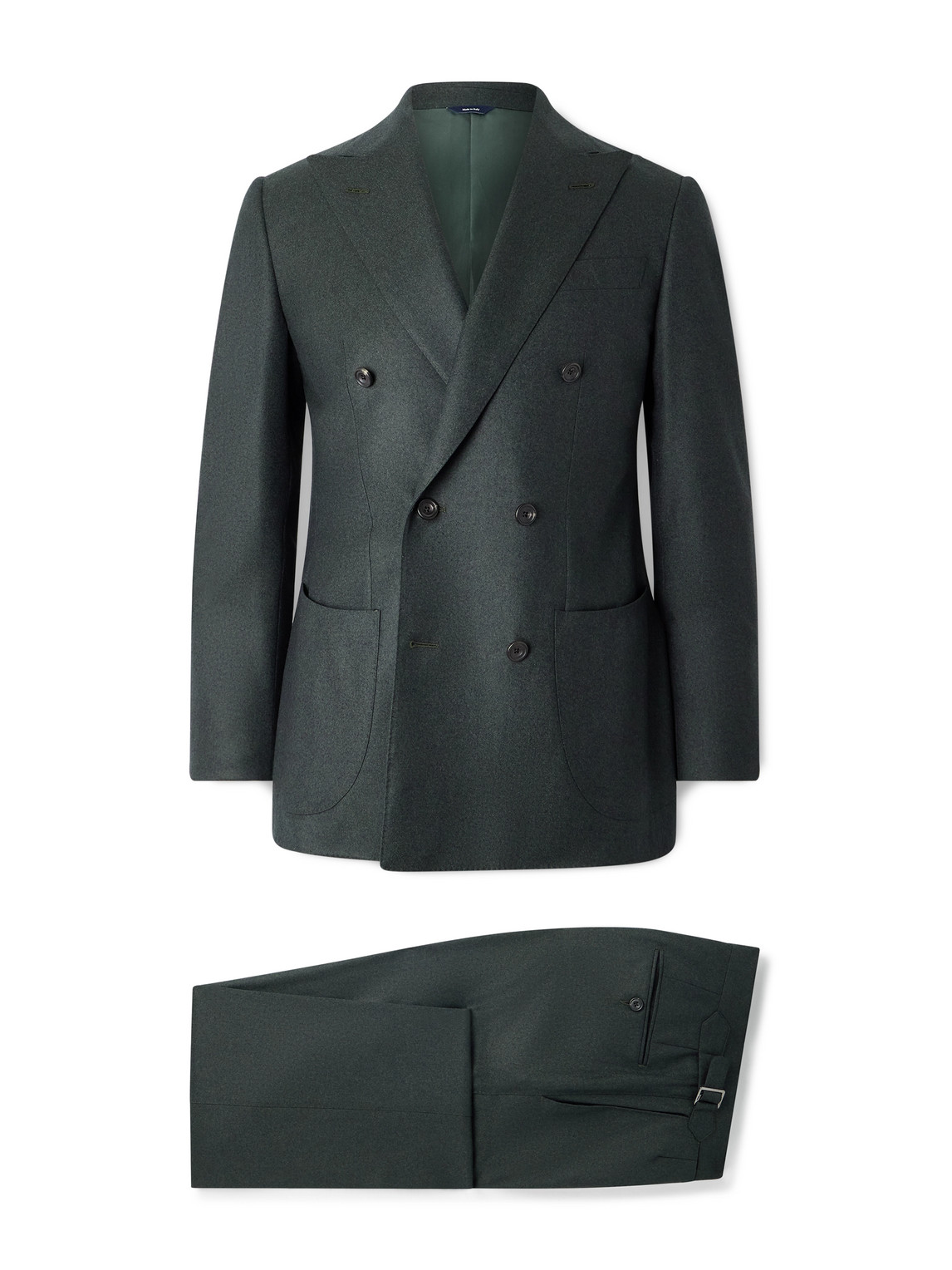Thom Sweeney Double-breasted Wool Suit In Green