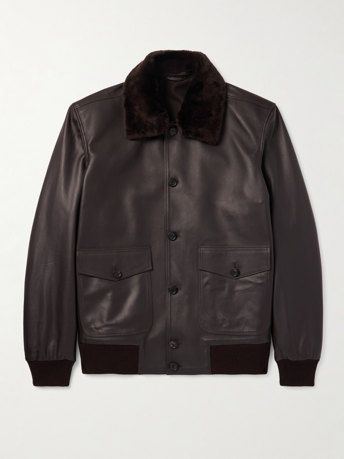 Thom Sweeney hearling-Trimmed Leather Jacket - Men