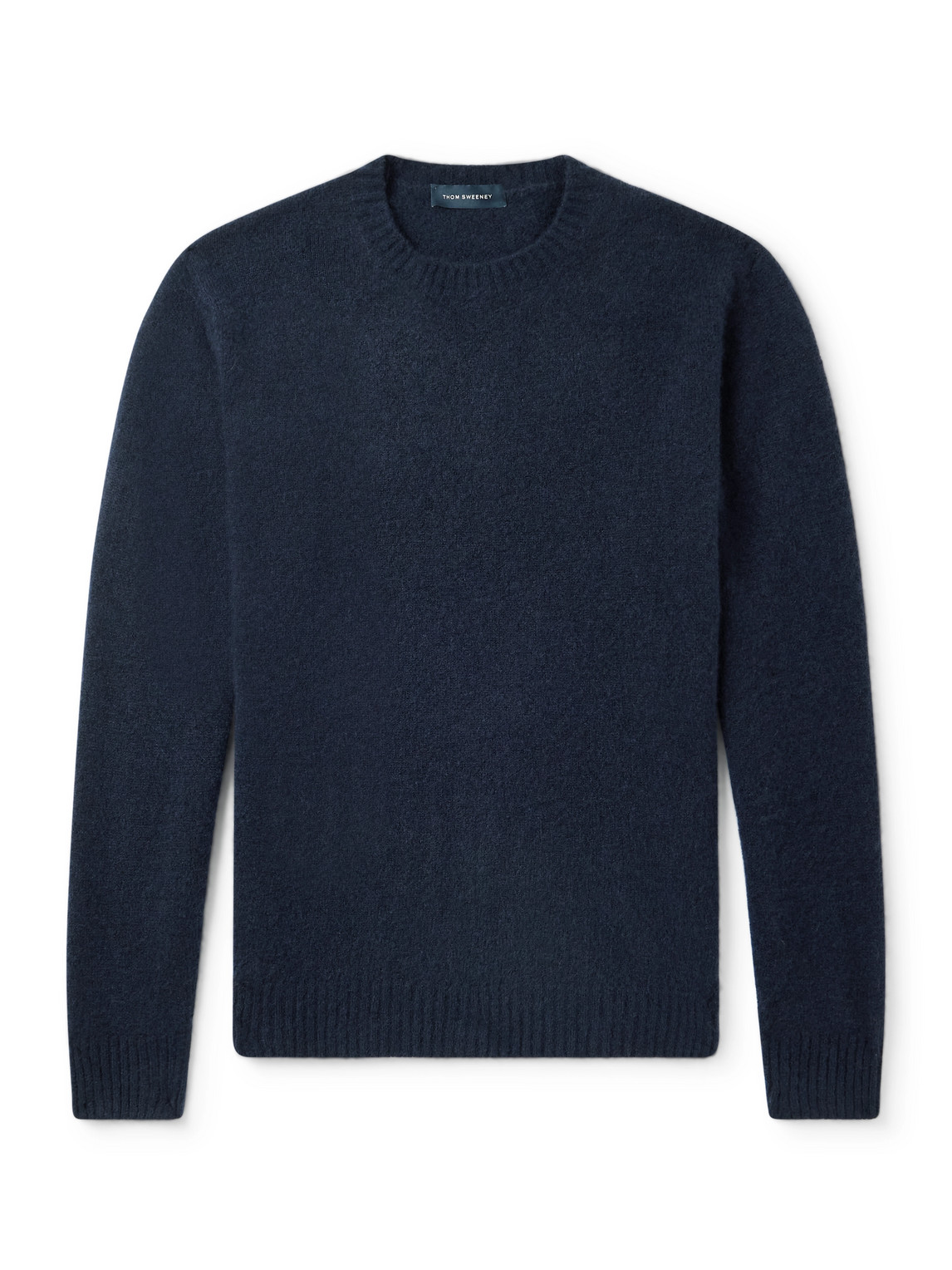 Thom Sweeney Brushed Cashmere-blend Sweater In Blue