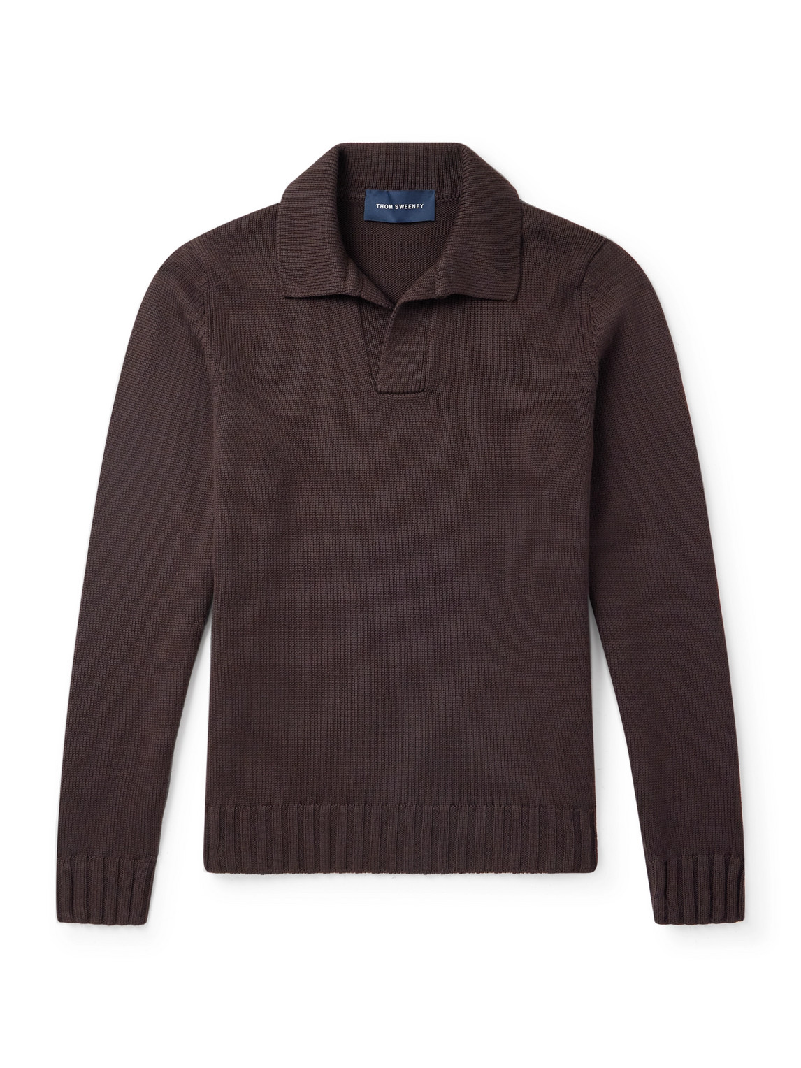 Thom Sweeney Skipper Wool Polo Shirt In Brown