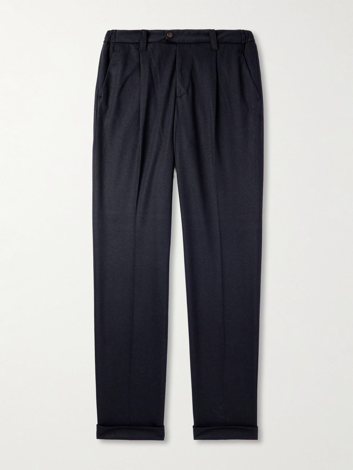 Thom Sweeney Straight-Leg Pleated Wool-Blend Jersey Trousers IT 50