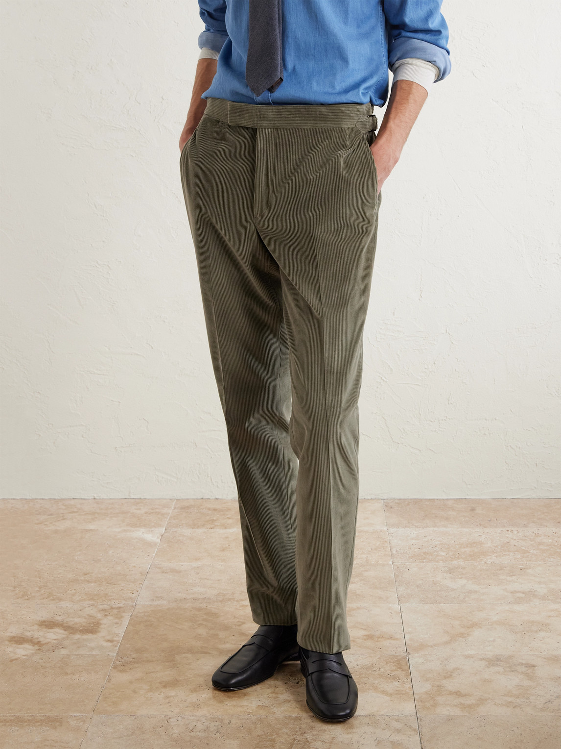 Thom Sweeney Cotton And Wool-blend Corduroy Suit In Green