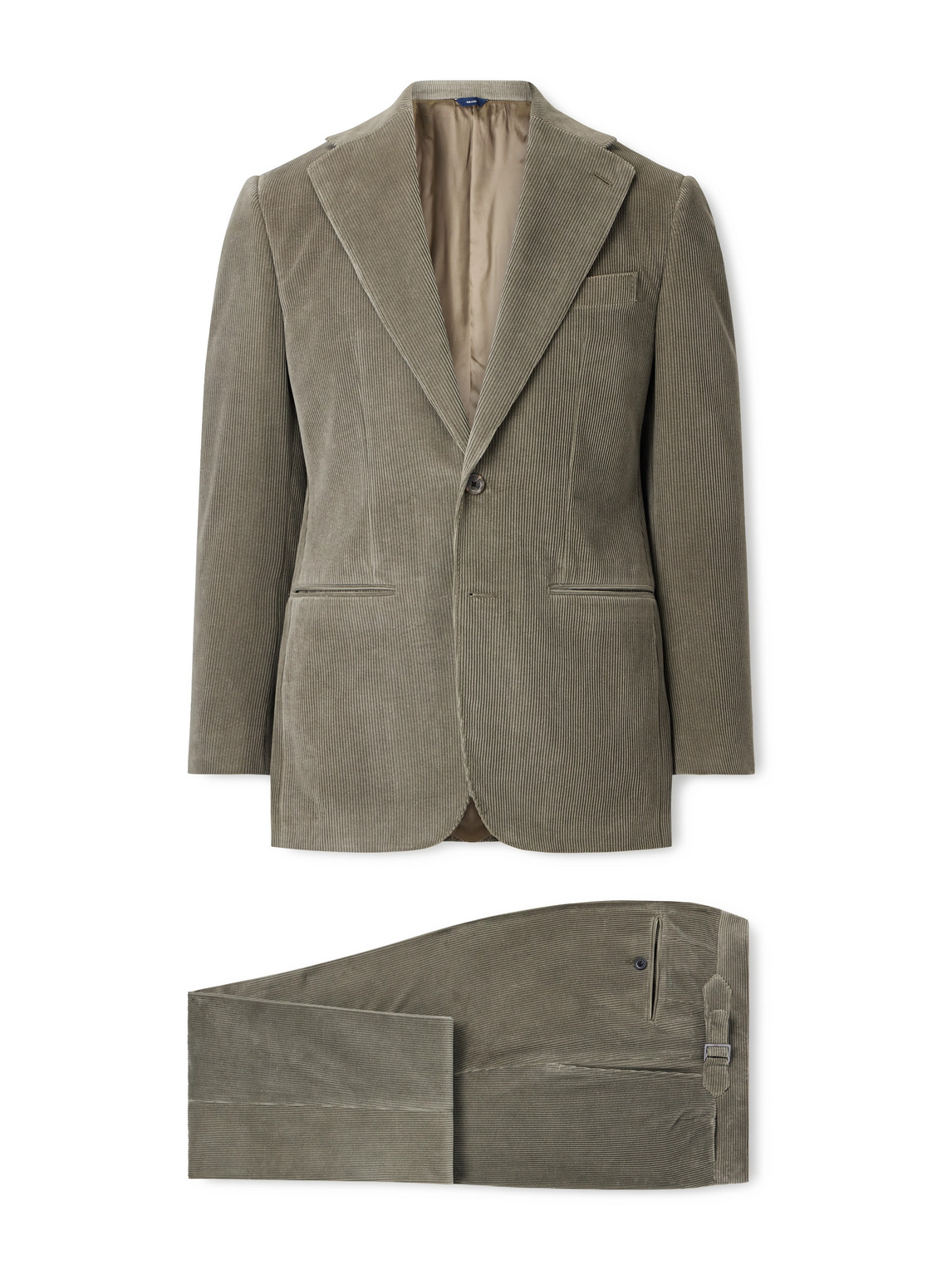 Thom Sweeney Cotton And Wool-blend Corduroy Suit In Green