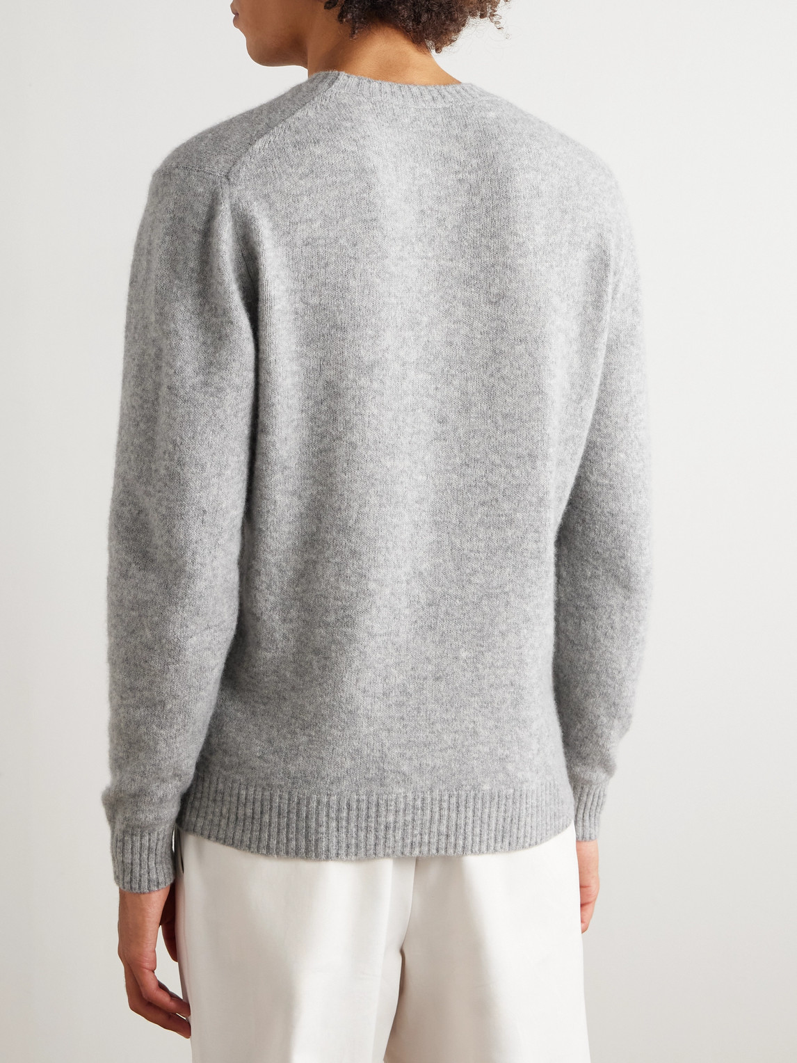 Thom Sweeney Brushed Cashmere-blend Sweater In Gray