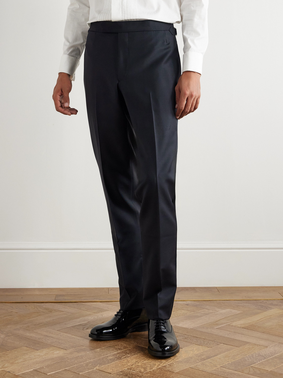Thom Sweeney Satin-trimmed Wool And Mohair-blend Tuxedo In Blue