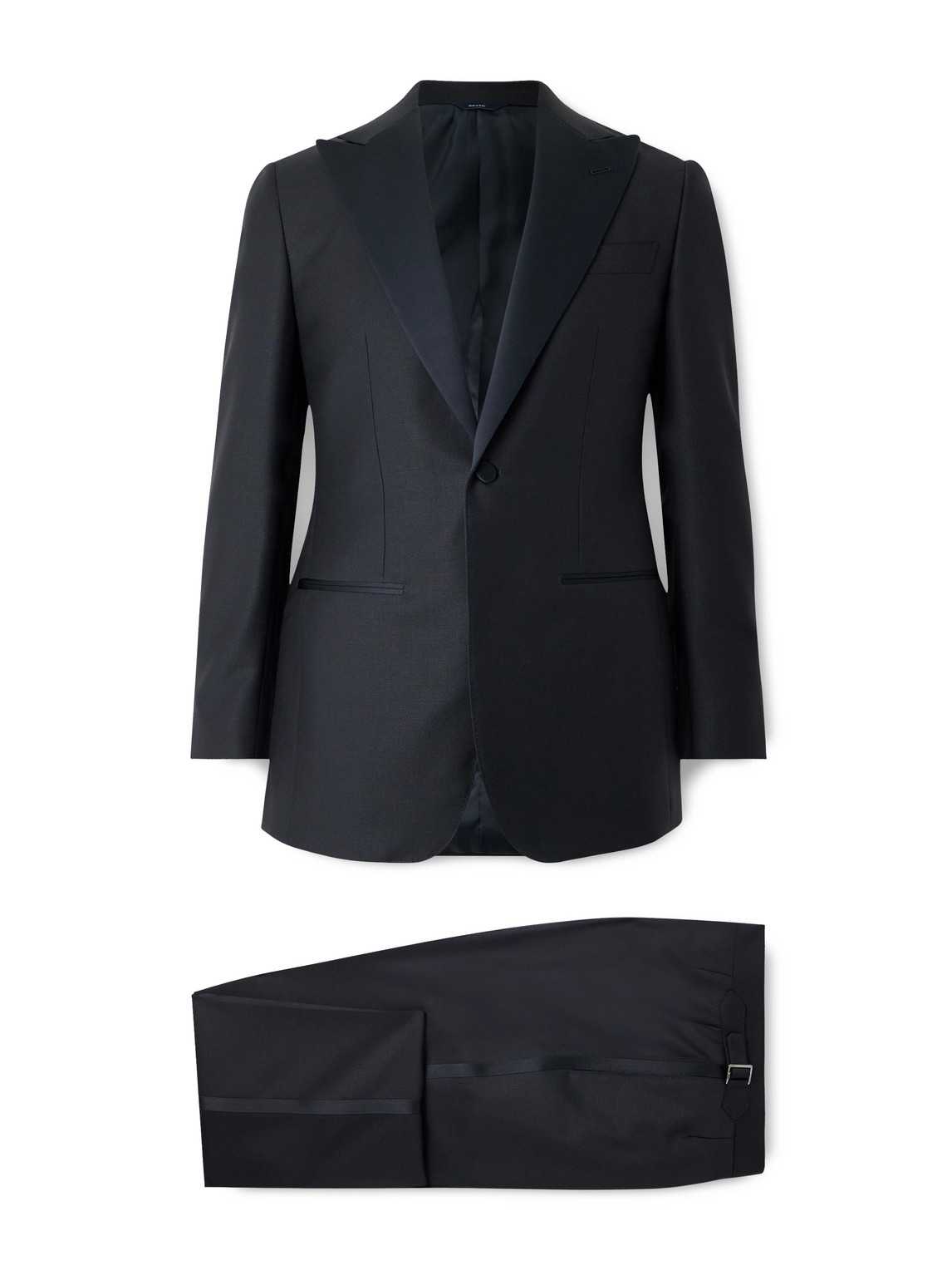 Thom Sweeney Satin-trimmed Wool And Mohair-blend Tuxedo In Blue