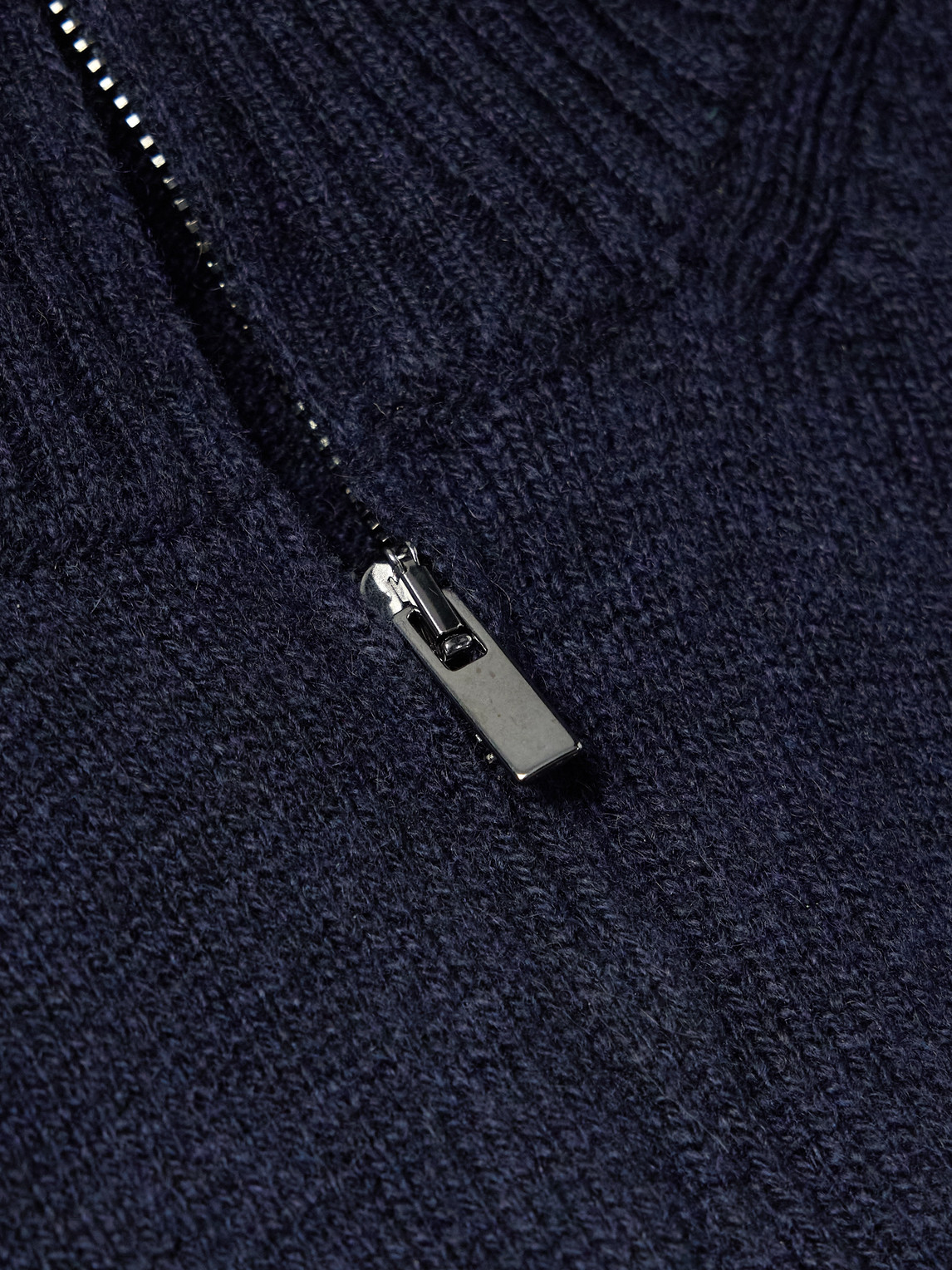 Thom Sweeney Cashmere Rollneck Half-zip Sweater In Blue