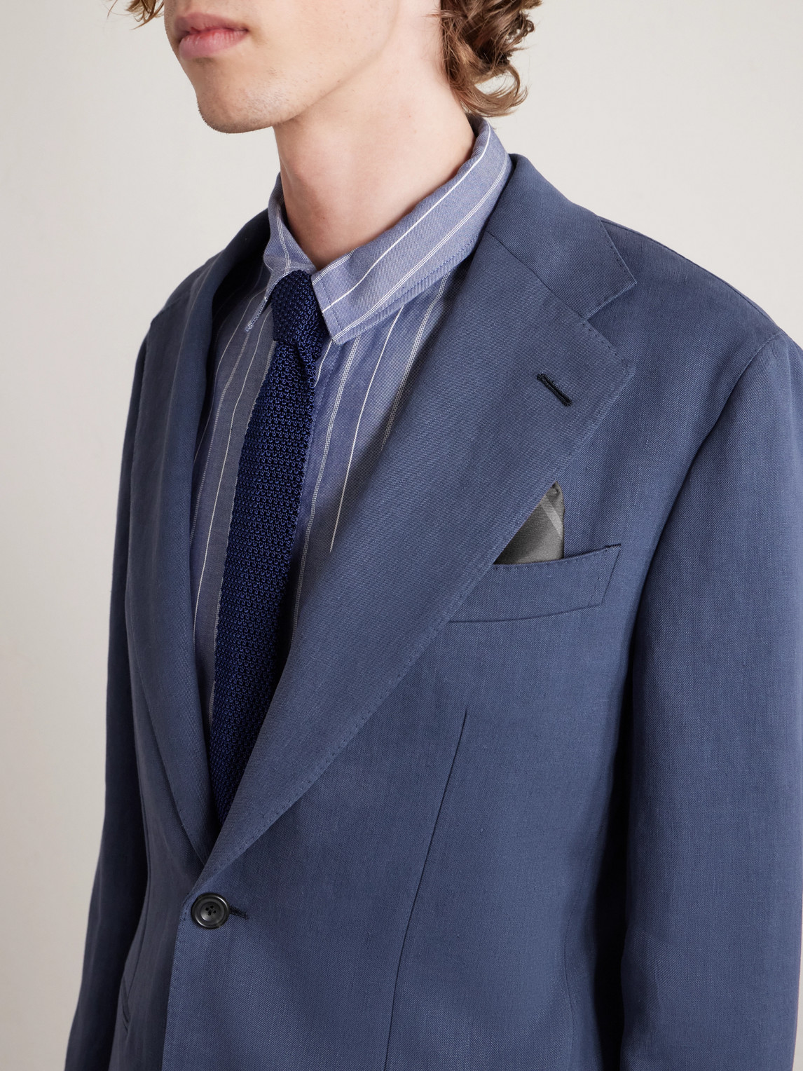 Thom Sweeney Linen Suit In Blue
