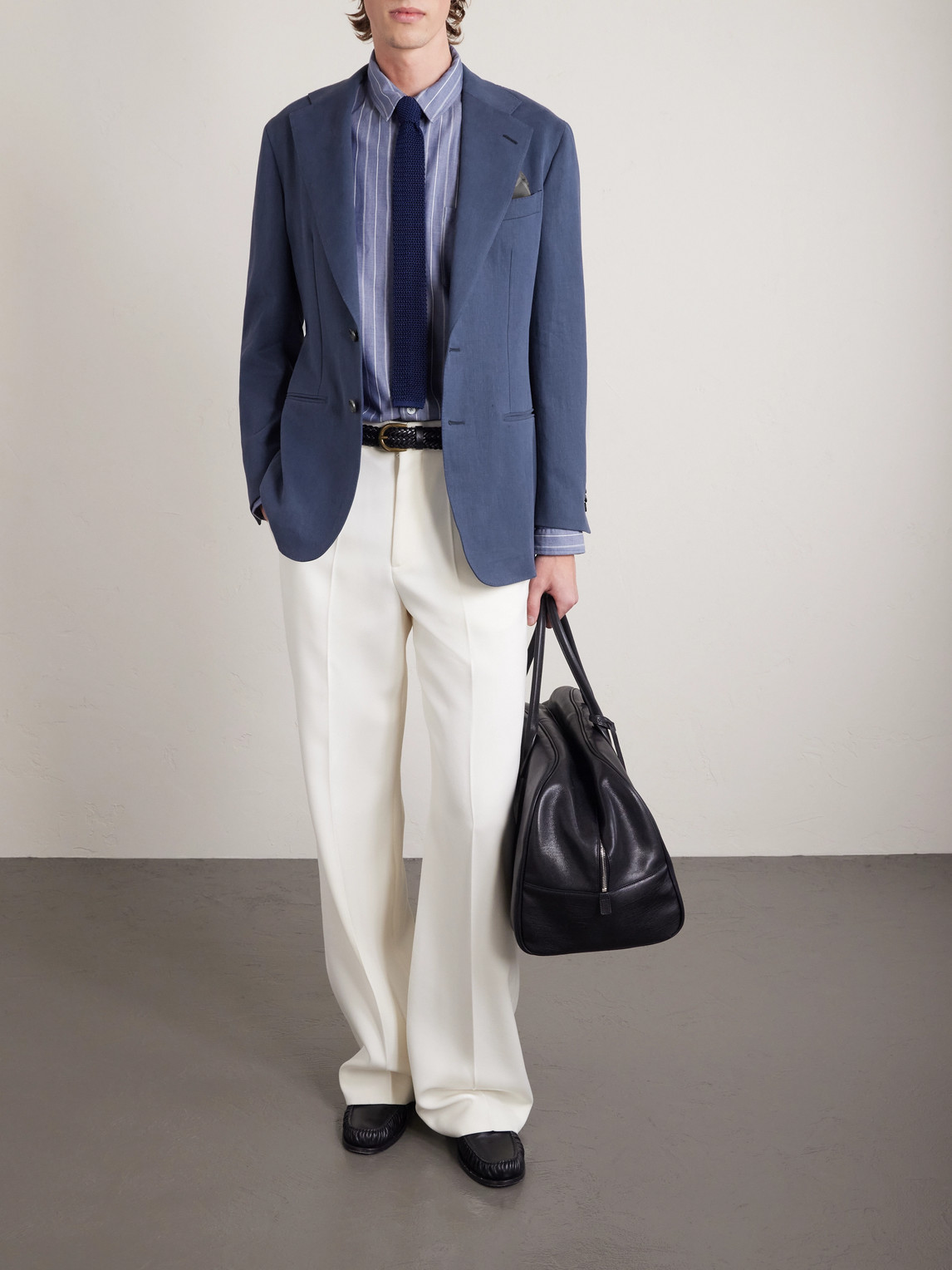 Thom Sweeney Linen Suit In Blue