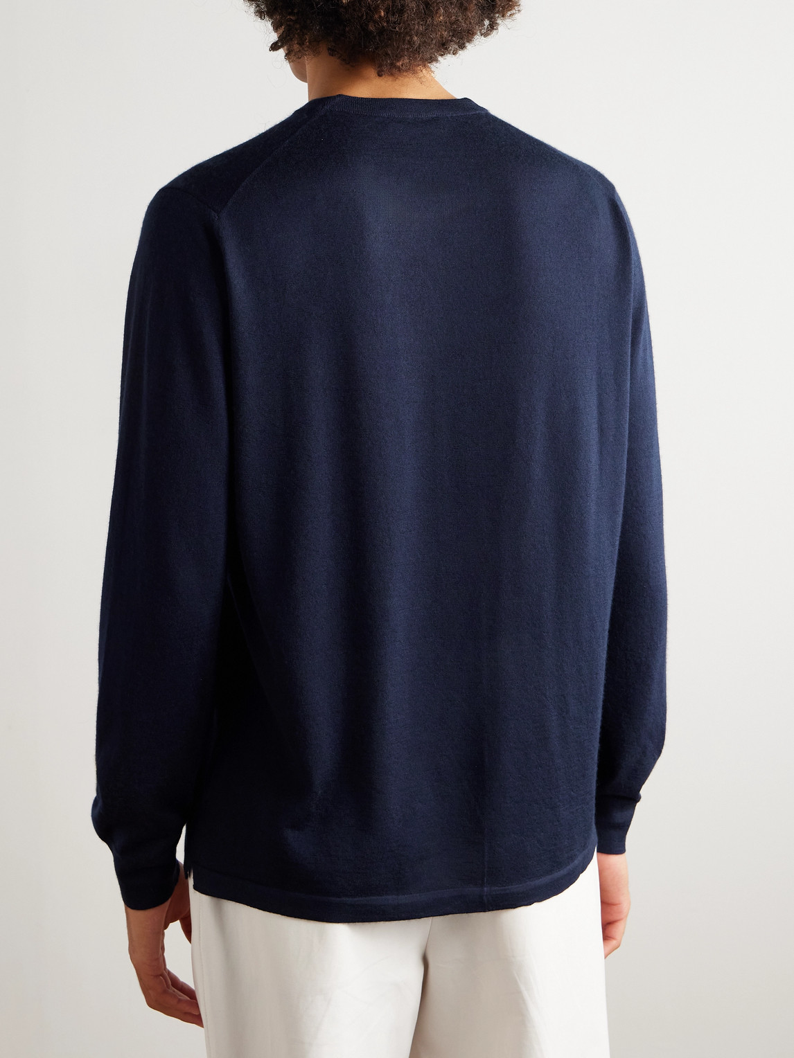 Thom Sweeney Cashmere And Silk-blend Sweater In Blue