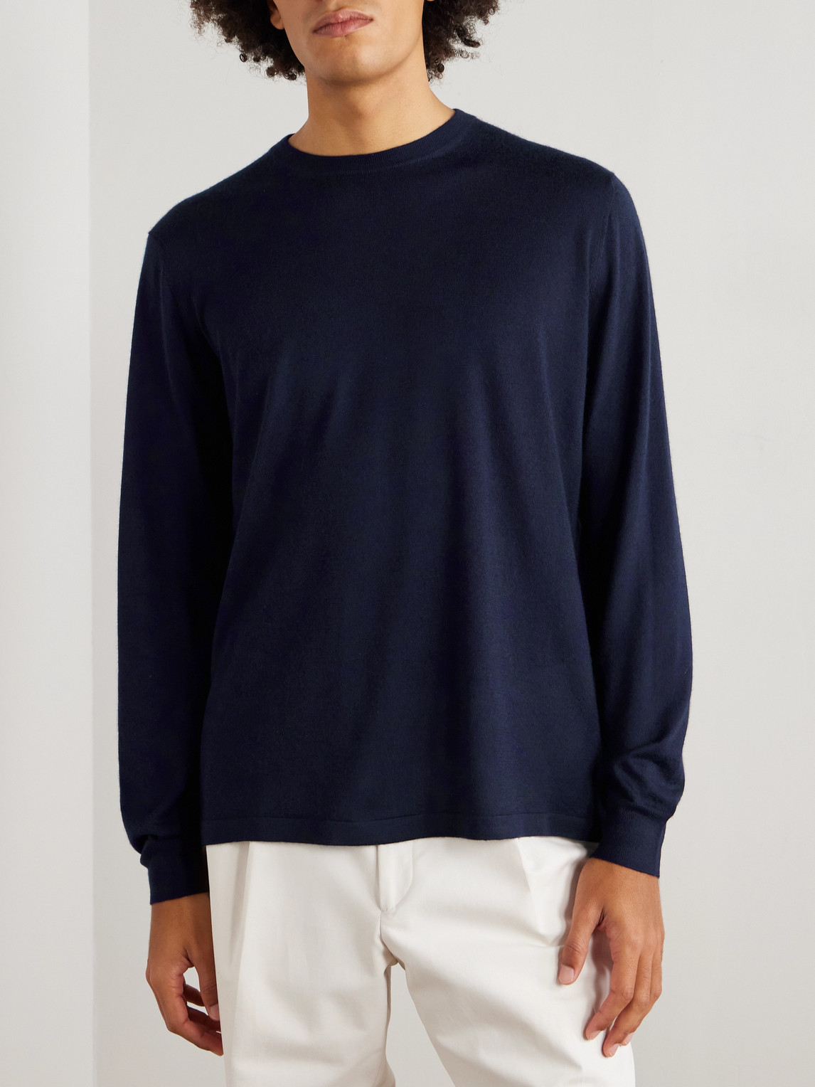Thom Sweeney Cashmere And Silk-blend Sweater In Blue
