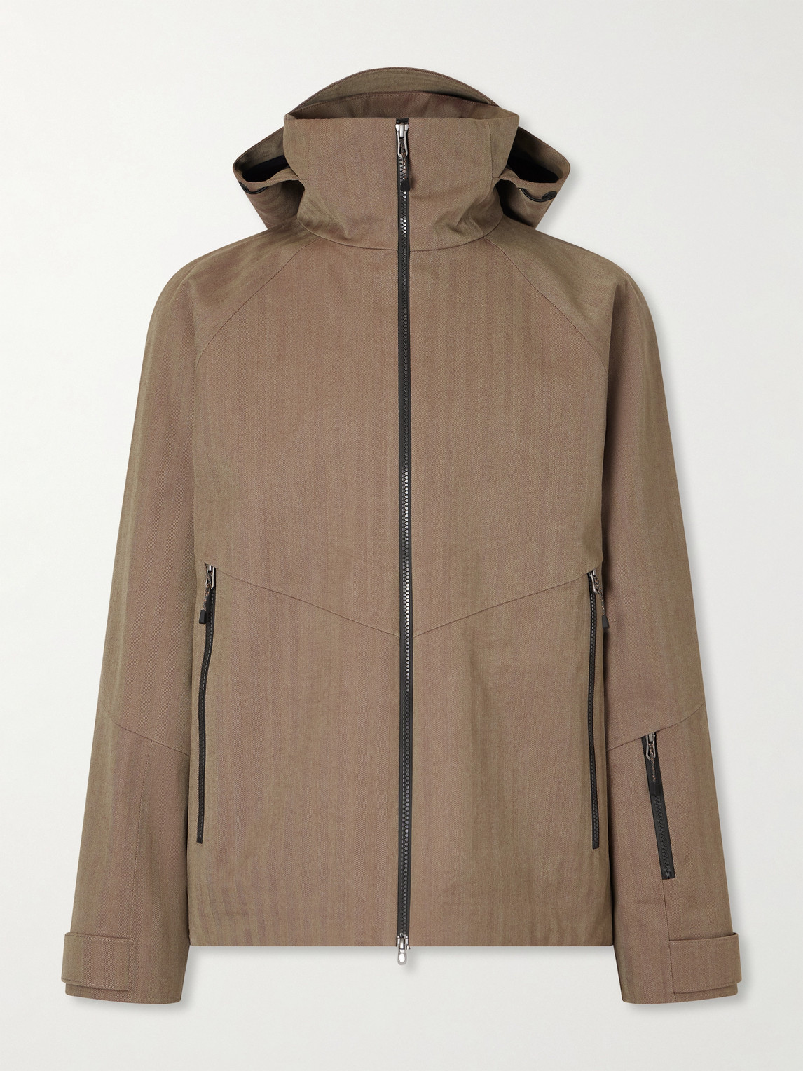 Sease Intrepid Herringbone Virgin Wool Hooded Ski Jacket In Brown