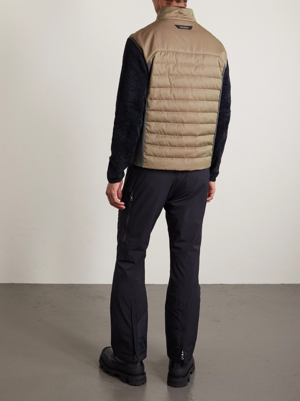 Sease Intrepid Shell-trimmed Quilted Herringbone Virgin Wool Down Gilet In Brown